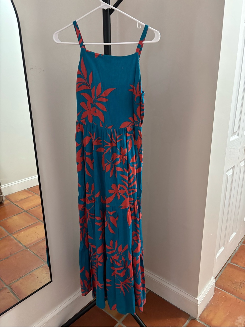 Women’s Teal Floral Strap Maxi Dress - Unbranded